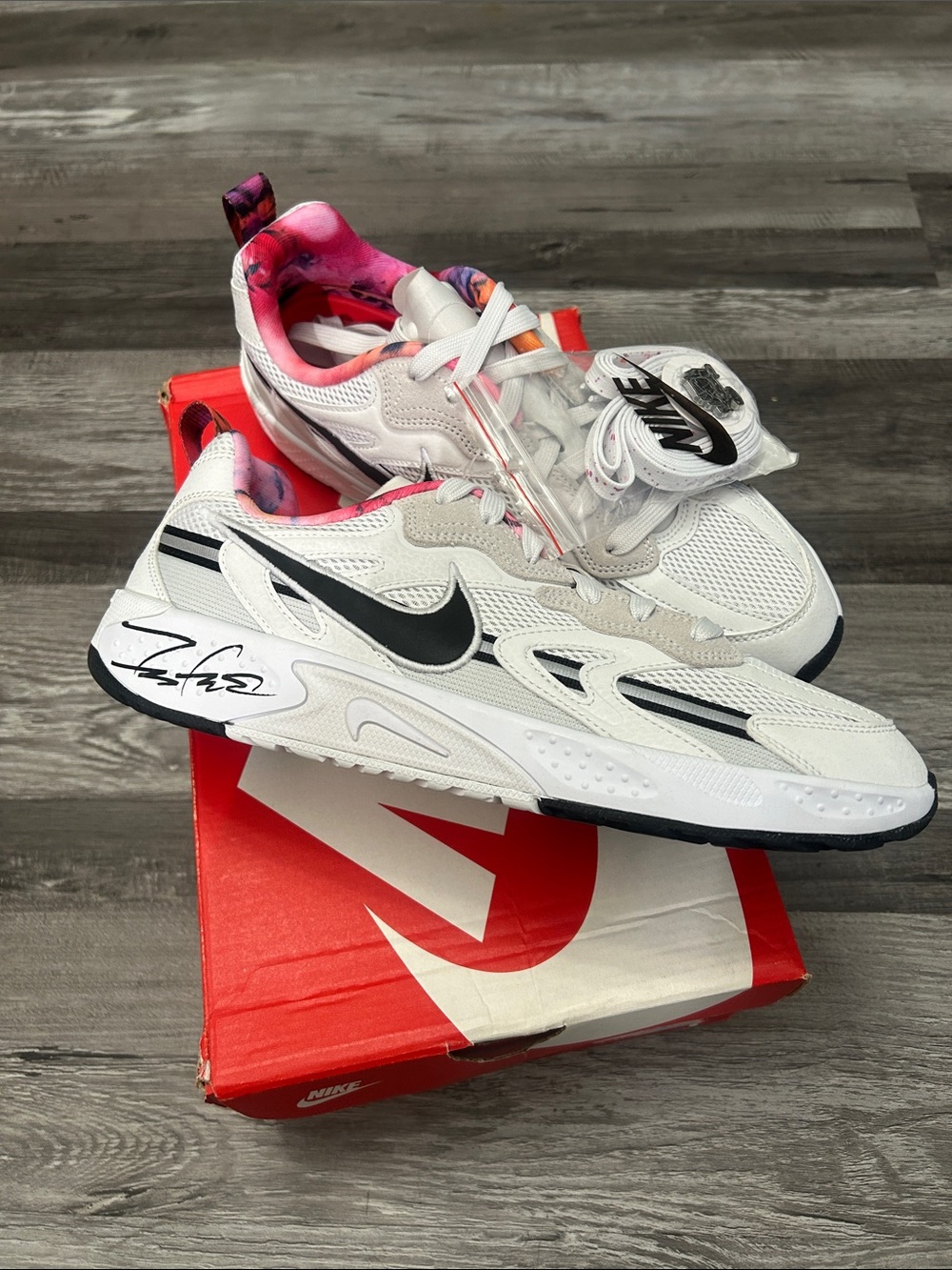 Nike Jam Train White Sneakers with Pink and Orange Floral Collar - Picture 2 of 4